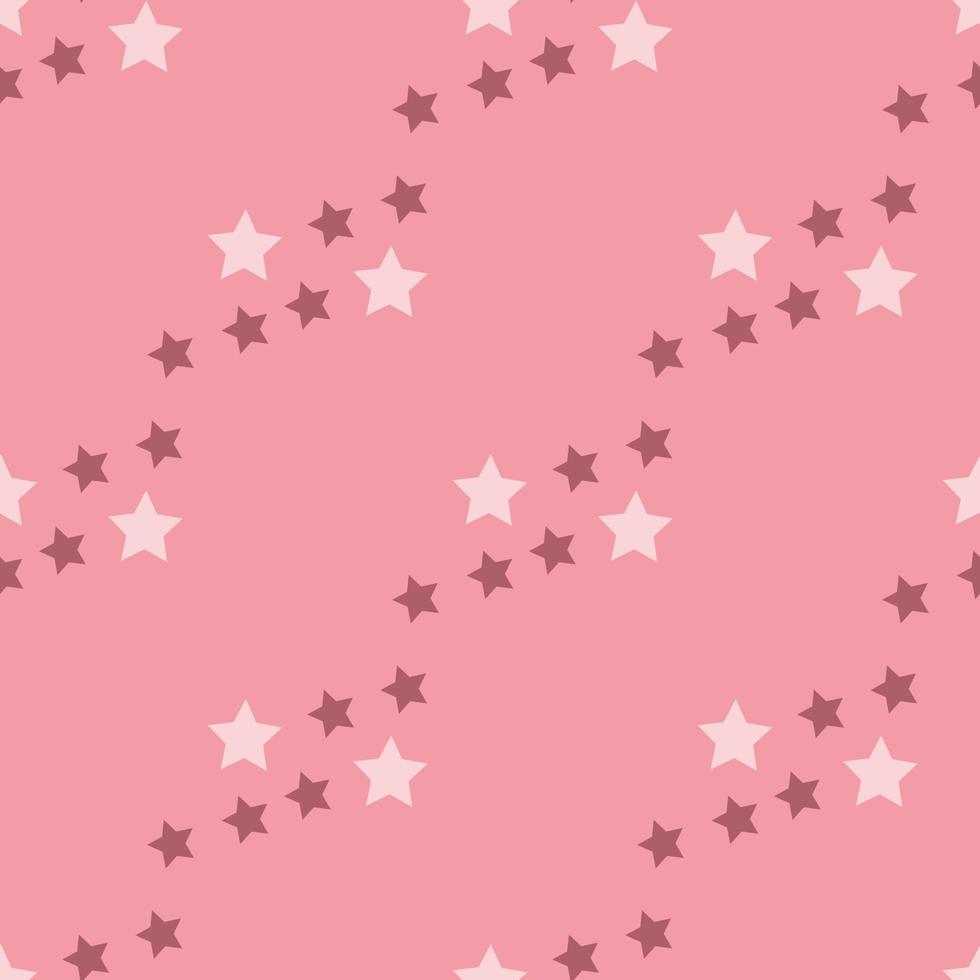 Seamless pattern with discreet pink stars on pink background. Vector image.