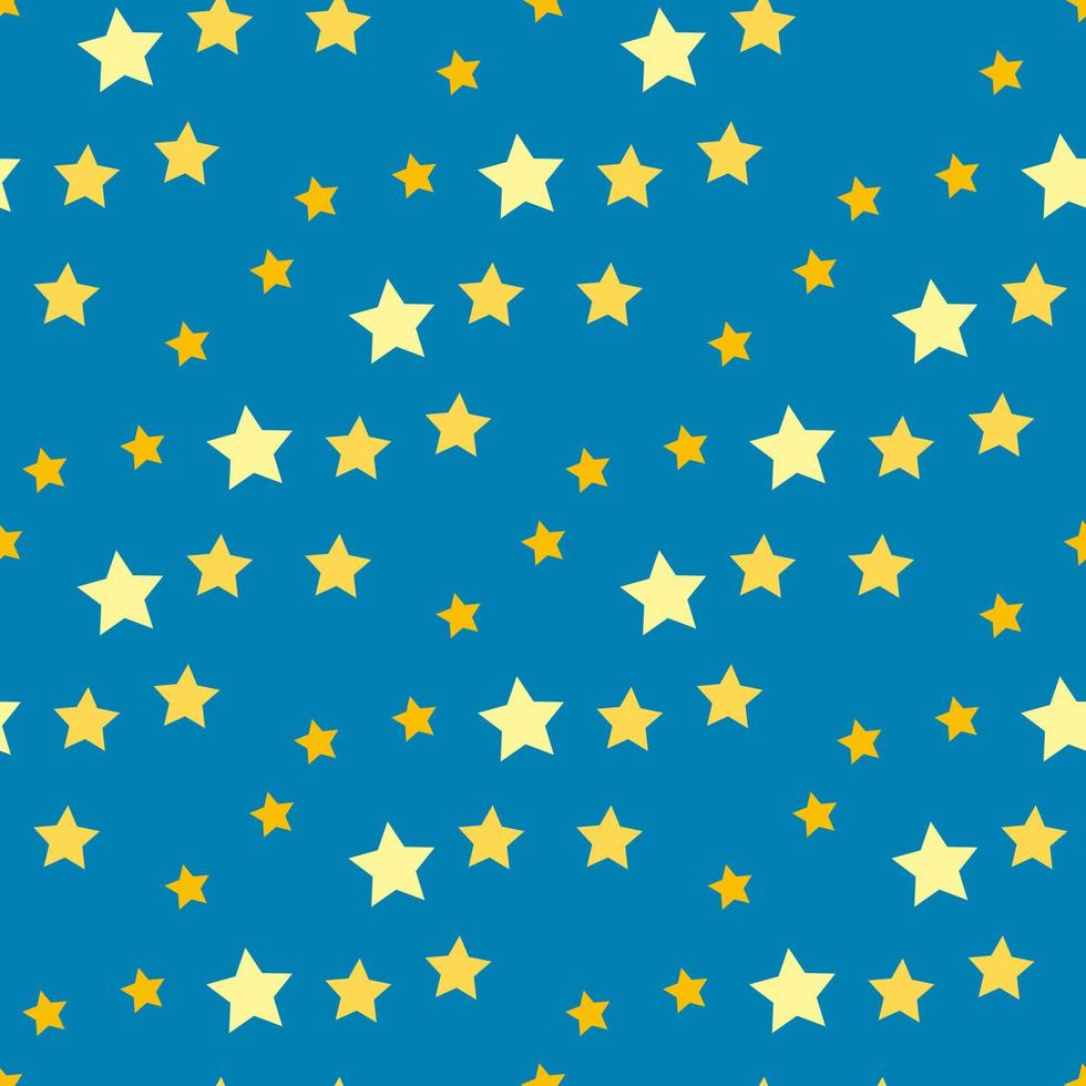 Seamless pattern with yellow stars on blue background. Vector image.