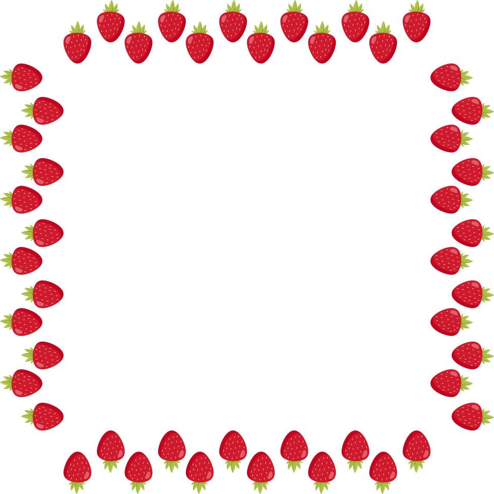 Square frame with beautiful stylish strawberry on white background. Vector image.