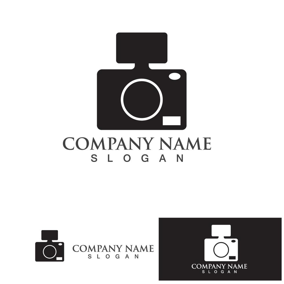 photography camera logo icon vector design template isolated on black background