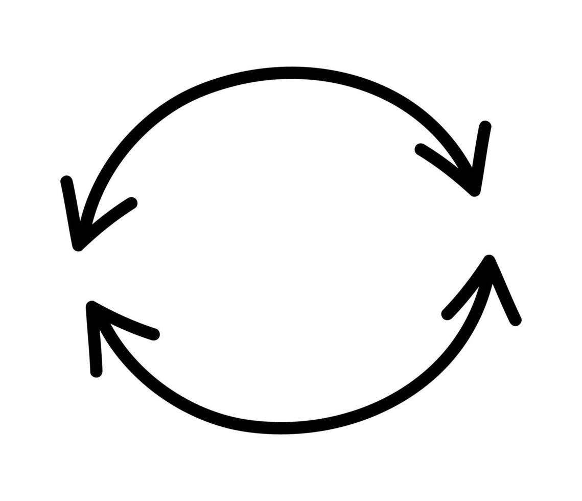 dos flechas en un signo circular. flechas aisladas, icono de infinito. vector