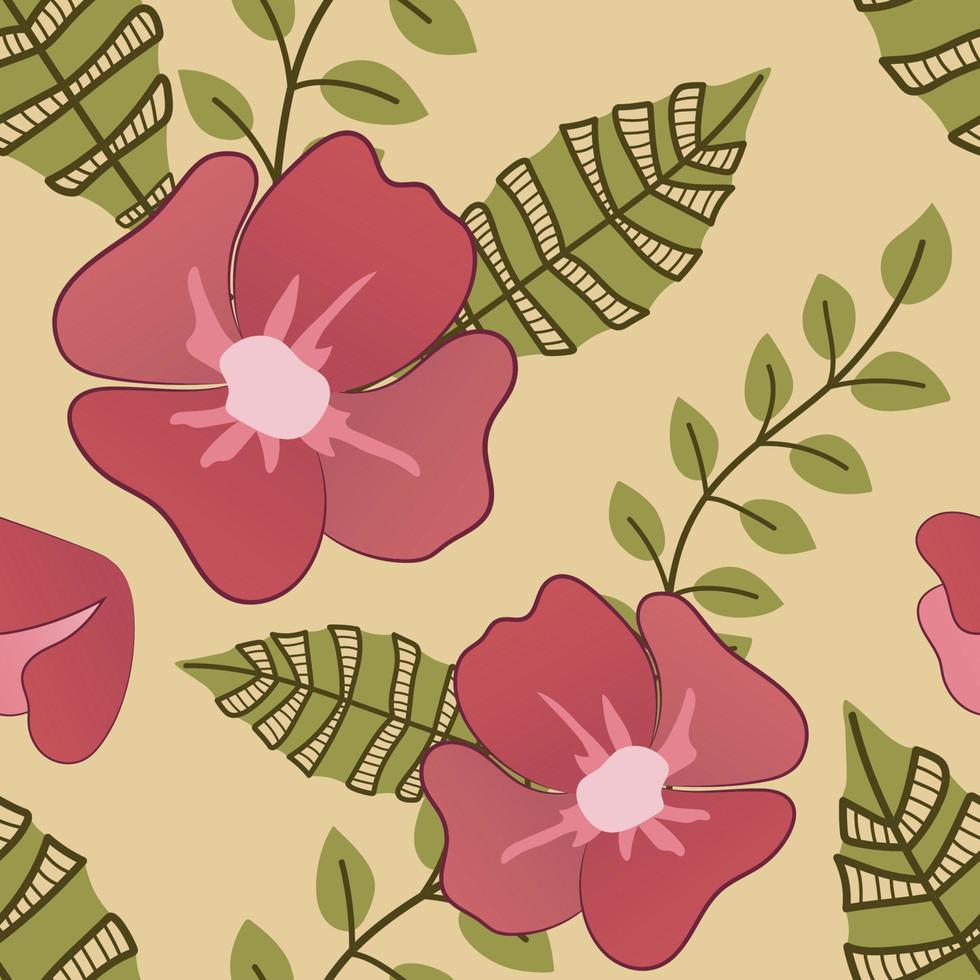 patrón transparente con flores de color rosa. impresión vectorial de verano con flores. fondo floral femenino dibujado a mano. vector