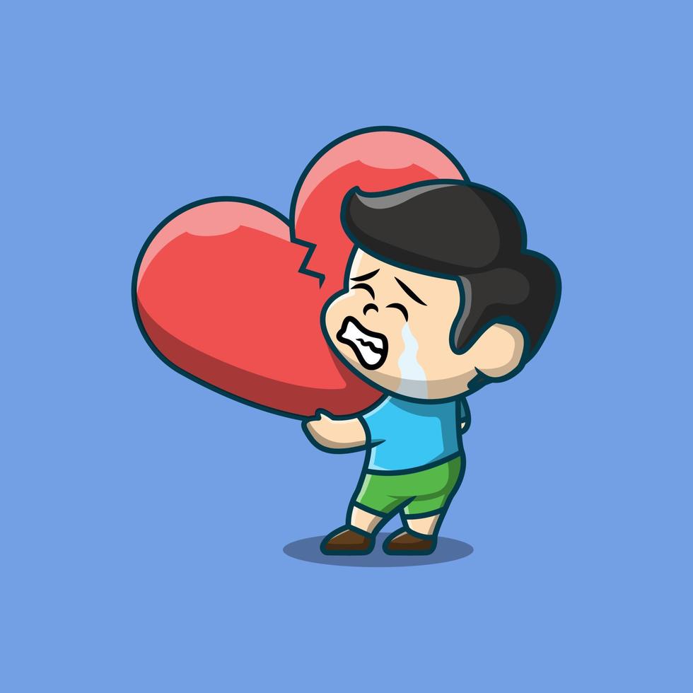 Cute Illustration of a Child Being Broken Heart vector