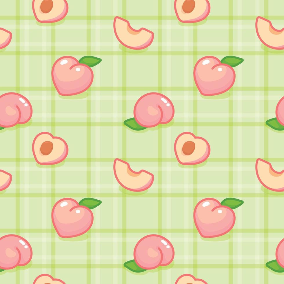 peach kawaii doodle seamless pattern Gift Wrap wallpaper background vector