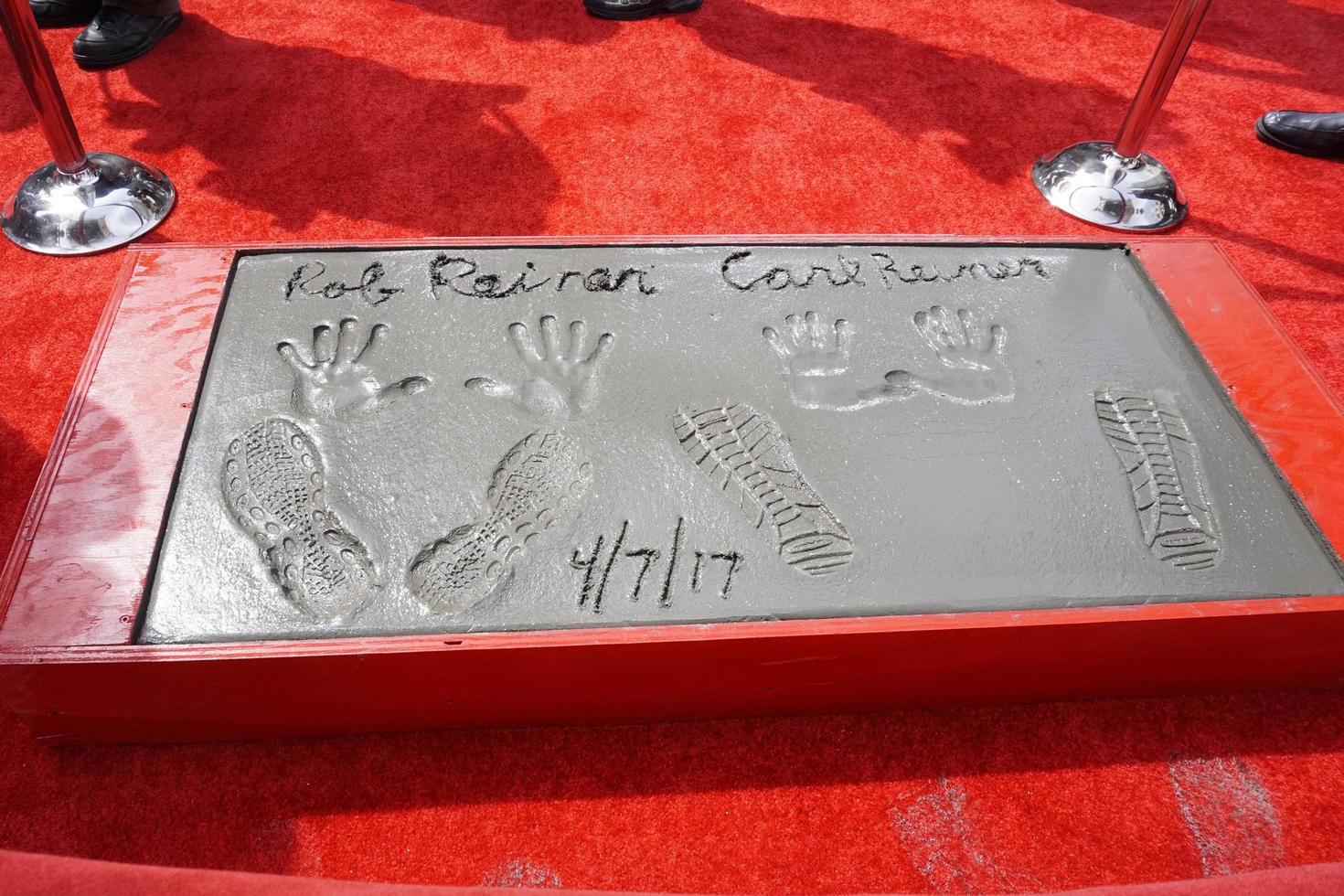 LOS ANGELES   APR 7 - Carl and Rob Reiner Prints at the Carl and Rob Reiner Hand and Footprint Ceremony at the TCL Chinese Theater IMAX on April 7, 2017 in Los Angeles, CA photo