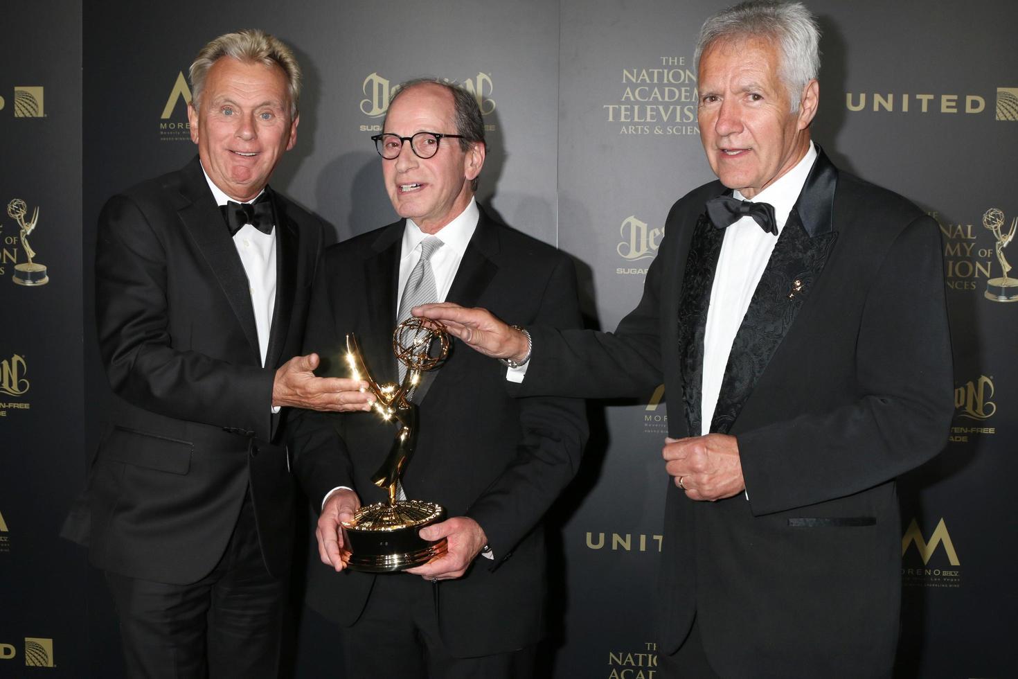 LOS ANGELES - APR 29  Pat Sajak, Harry Friedman, Alex Trebek at the 2017 Creative Daytime Emmy Awards at the Pasadena Civic Auditorium on April 29, 2017 in Pasadena, CA photo