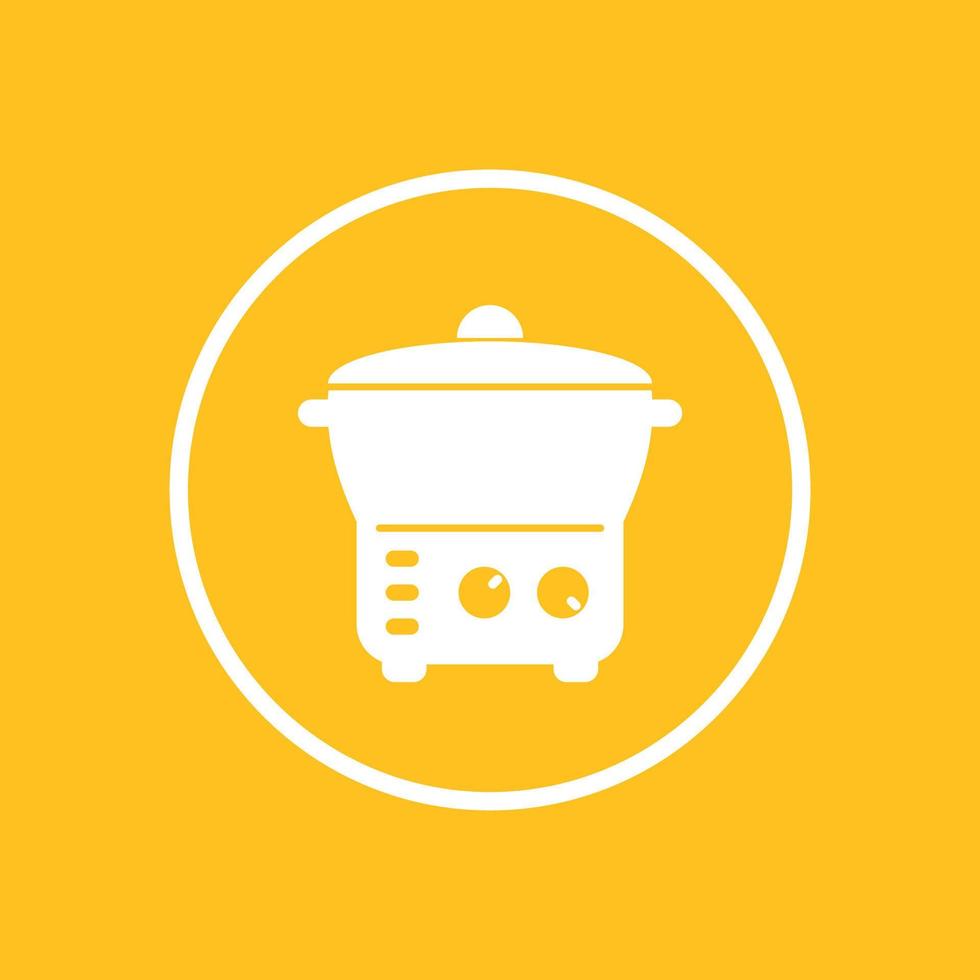 electric cooker icon, steamer, crock-pot, multi cooker, vector illustration