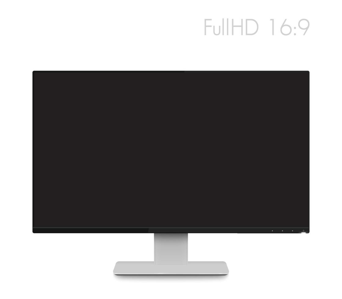 monitor mockup, modern realistic computer display with wide screen and thin frames vector