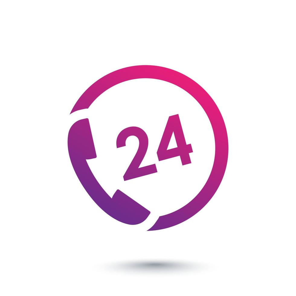 24 hour service icon, phone, call us anytime vector