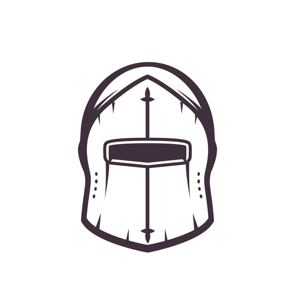 medieval helmet isolated on white, vector illustration
