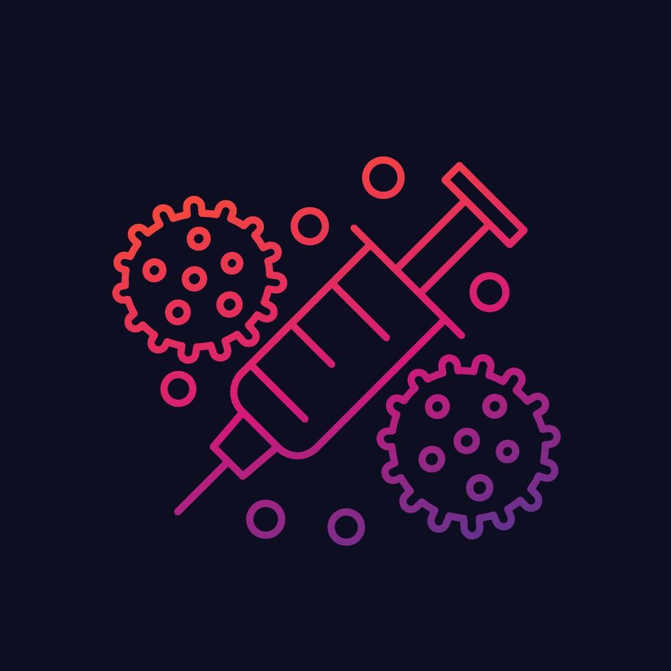 vaccine and virus line icon for web vector