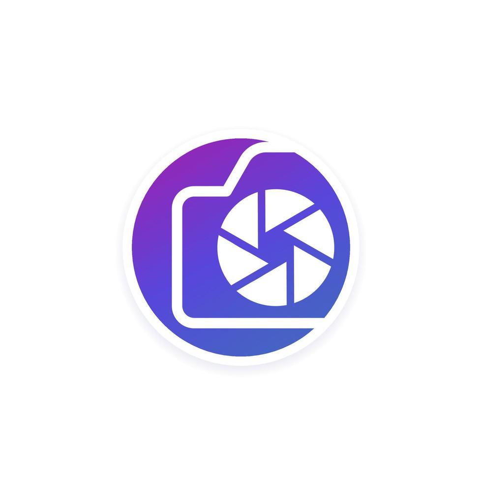 photography round logo with a camera for apps vector