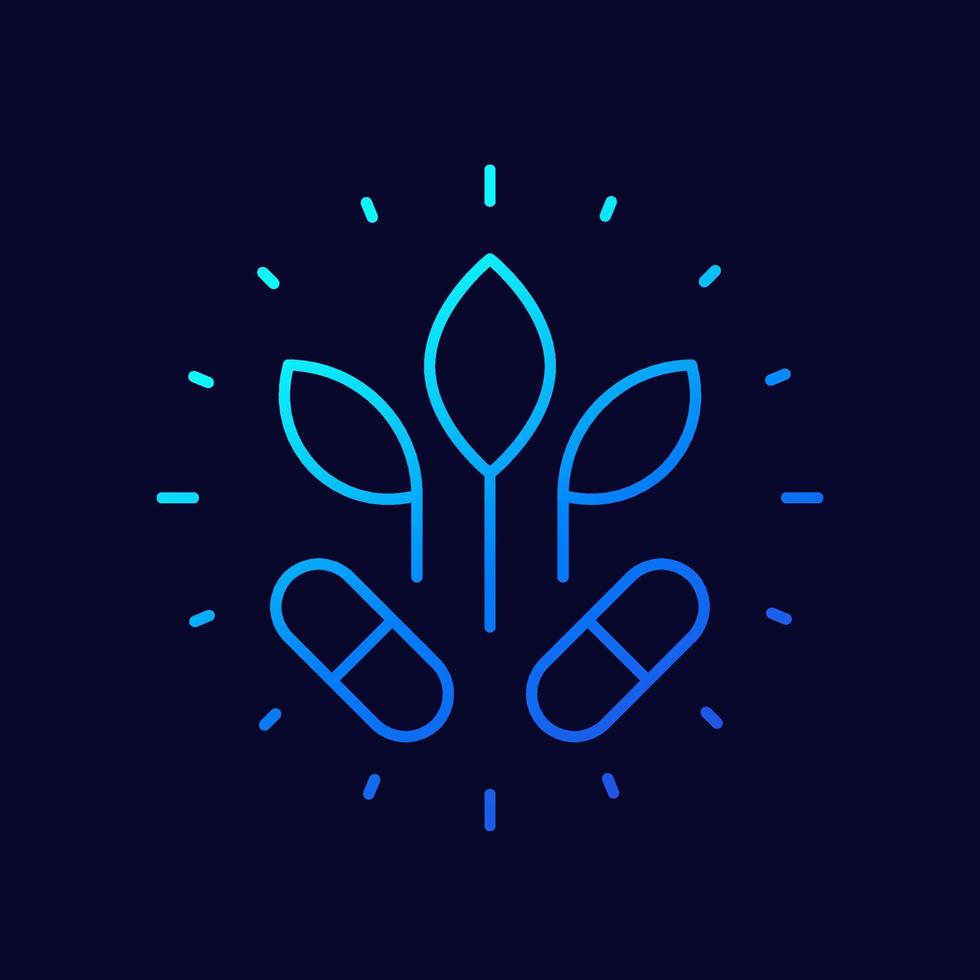 natural supplements, vitamin line vector icon