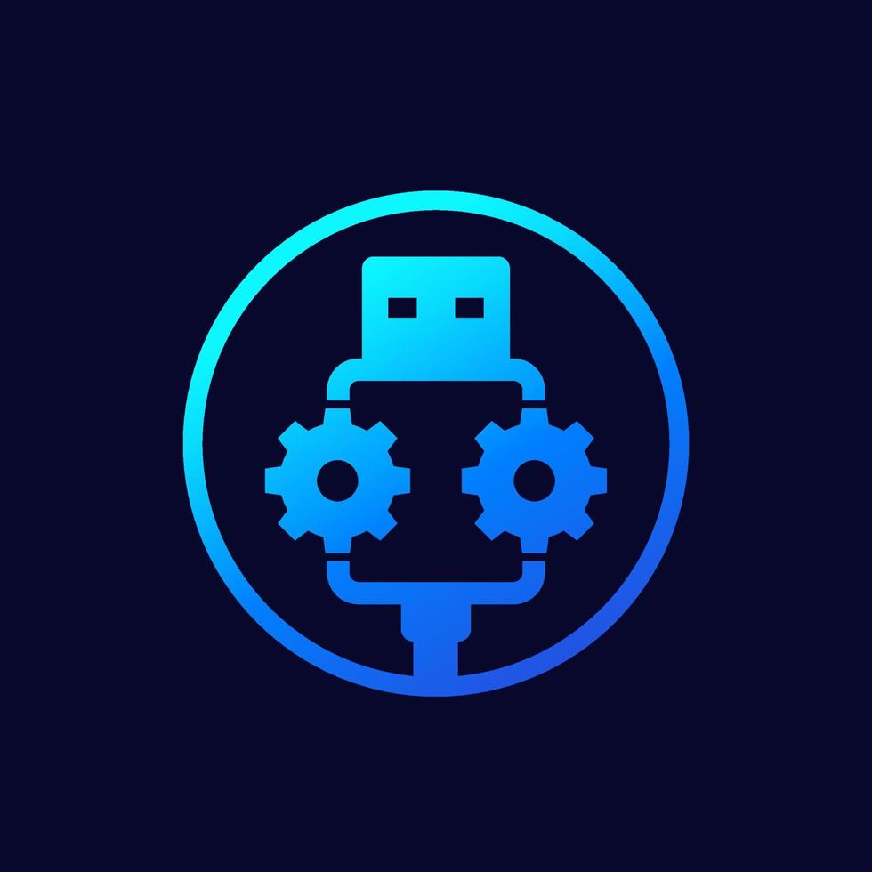 usb service cable icon for web vector