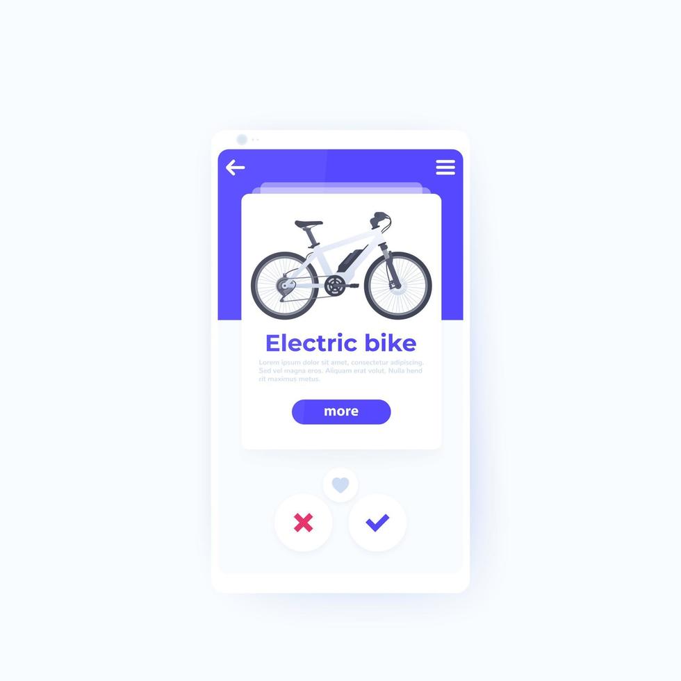 alquilar un diseño de aplicación móvil de bicicleta eléctrica vector
