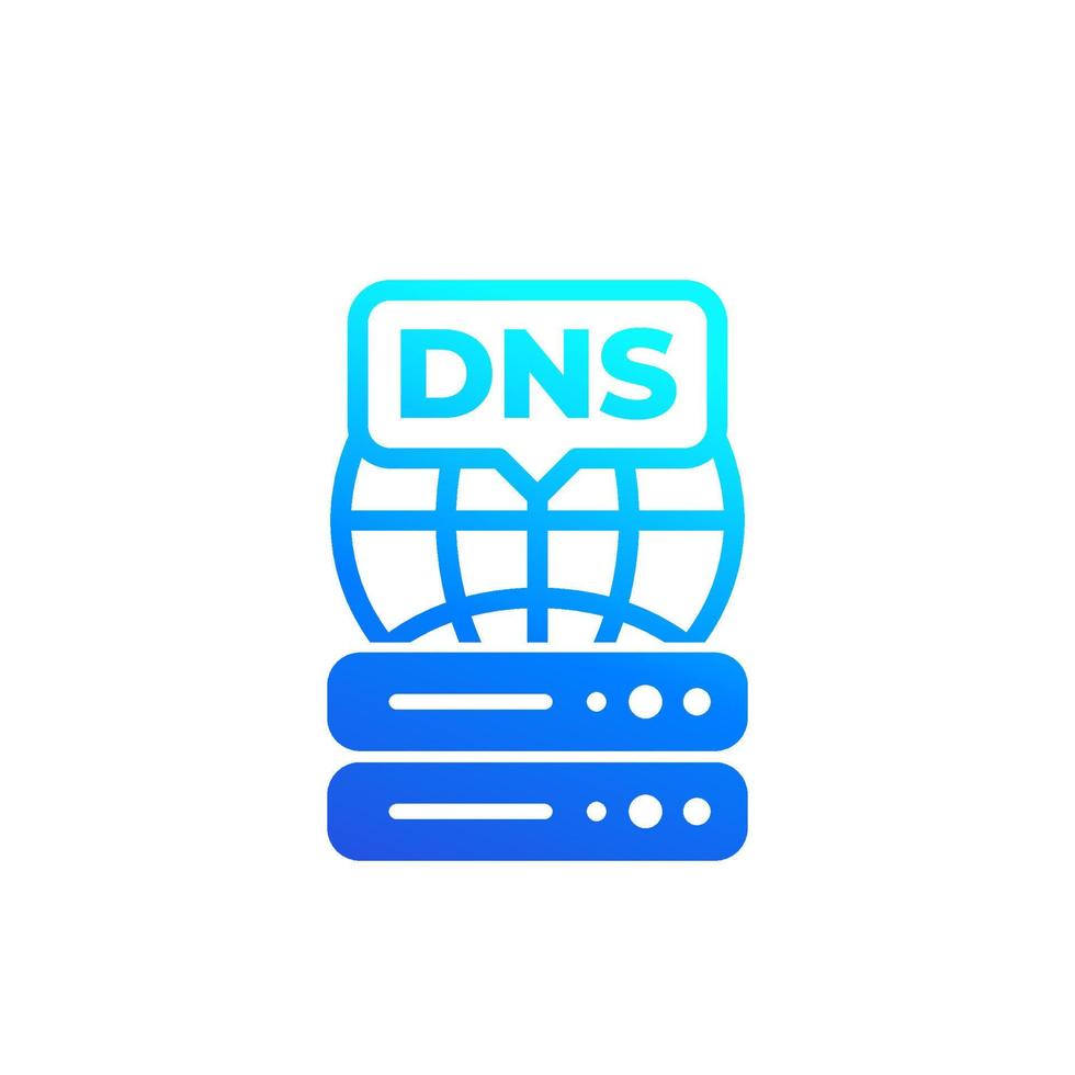 DNS system icon on white, Domain Name System vector