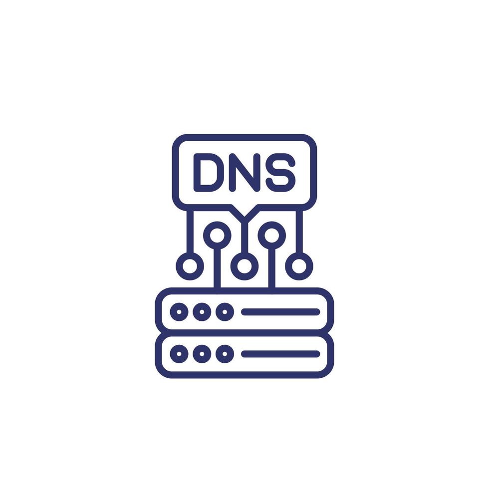 icono de línea dns en blanco vector