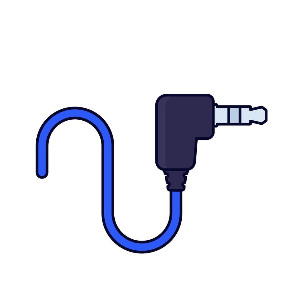 audio cable, jack connector on white, vector illustration