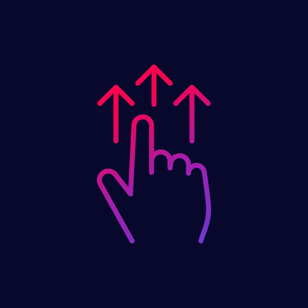 Swipe up, hand gesture line icon vector