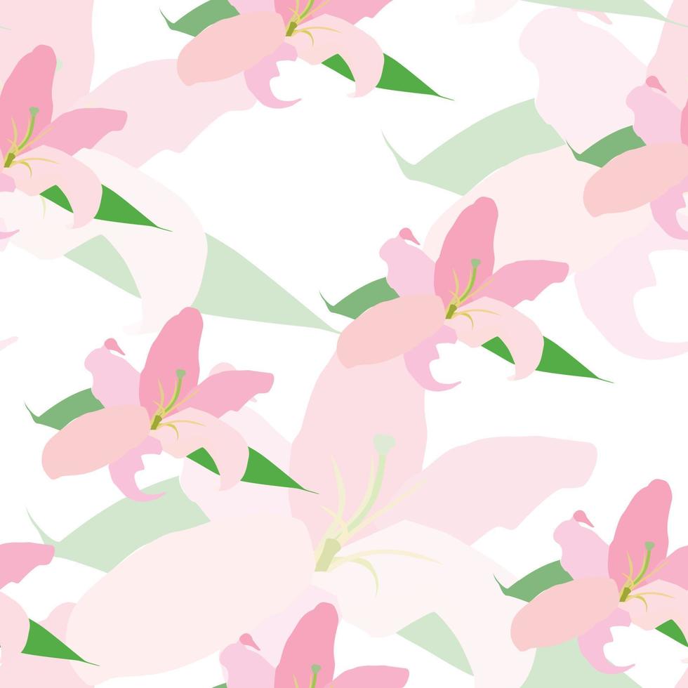 Lilly Flower Seamless Pattern Vector Illustration