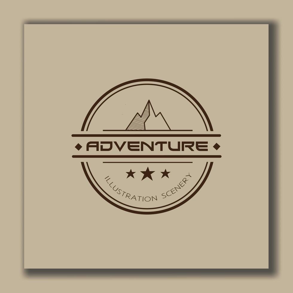 adventure logo design template, vintage style circle and brown vector