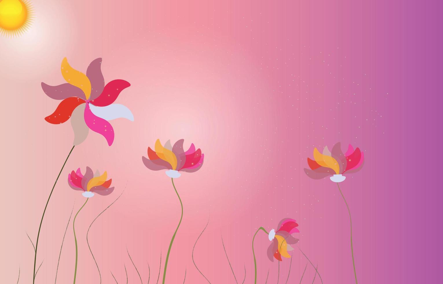Abstract Colorful Background with Flowers. Vector Illustration