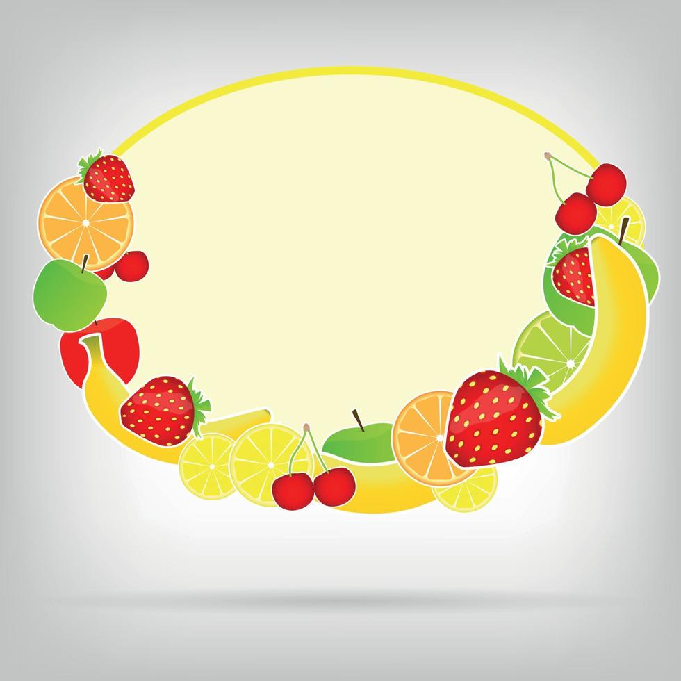 marco con frutas frescas ilustración vectorial vector