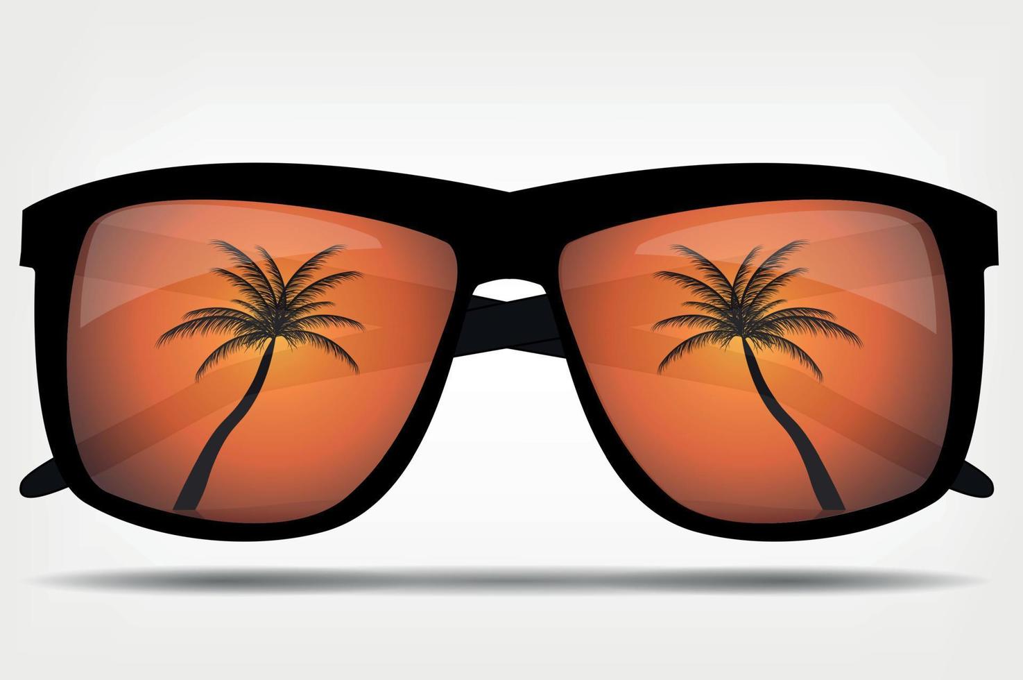 Gafas de sol con una ilustración de vector de palmera