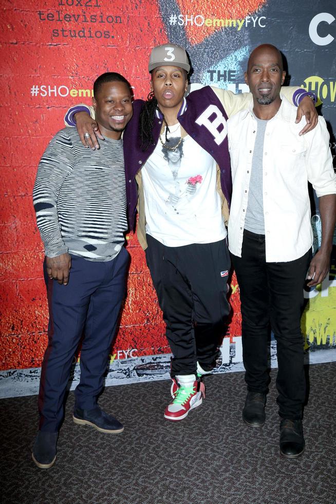 LOS ANGELES - FEB 2  Jason Mitchell, Lena Waithe, Ntare Guma Mbaho Mwine at the For Your Consideration Event For  The Chi  at the DGA Theater on February 2, 2018 in Los Angeles, CA photo