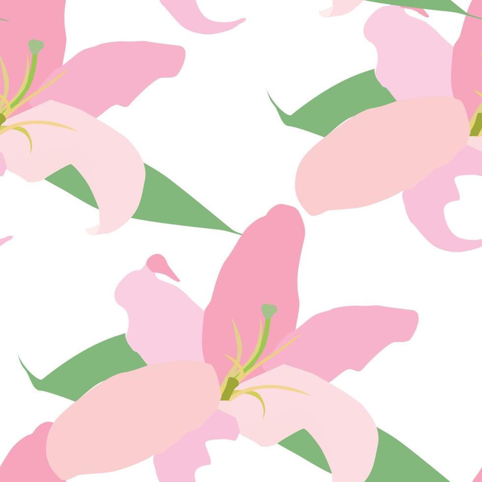 Lilly Flower Seamless Pattern Vector Illustration