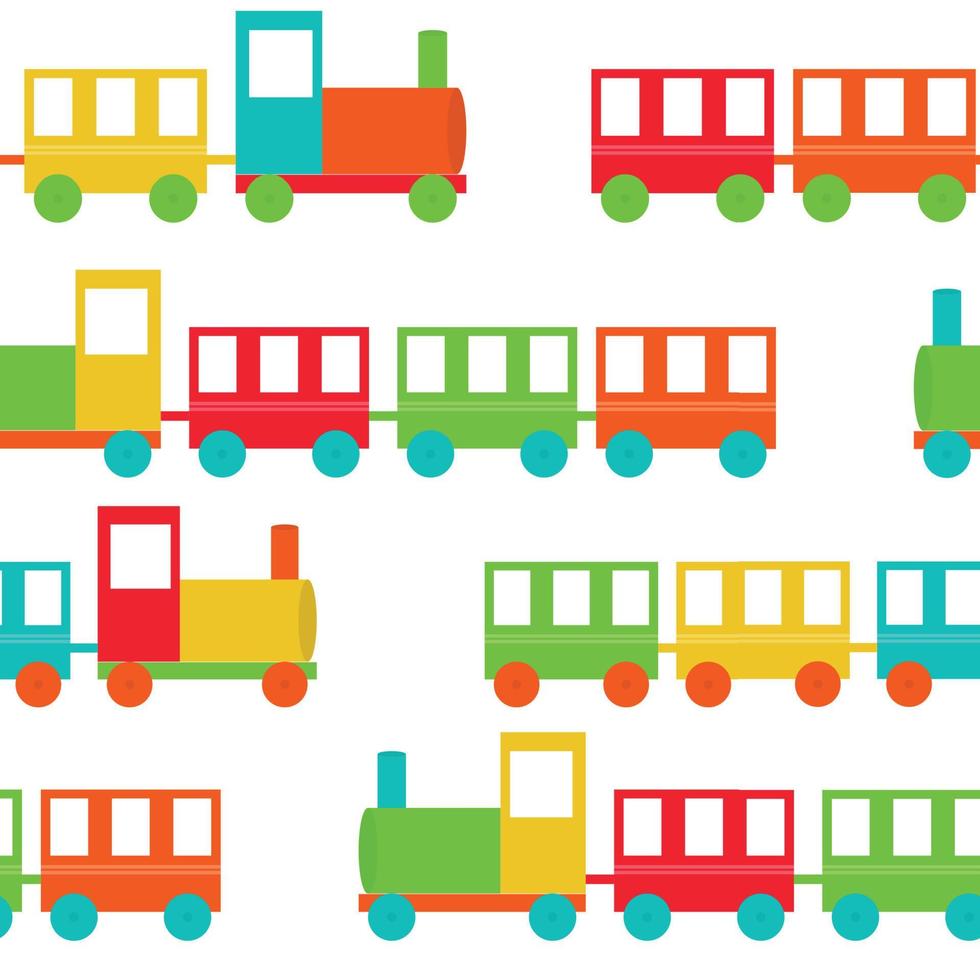 Children's Train Seamless Pattern Vector Illustration