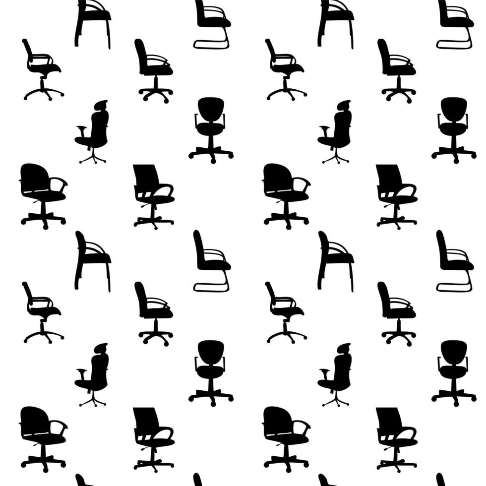 Seamless pattern of Office chairs silhouettes vector illustration