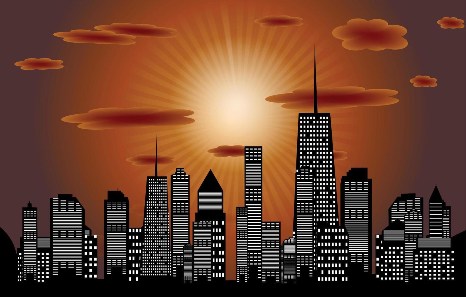 ilustración vectorial de la silueta de las ciudades al atardecer. eps 10. vector