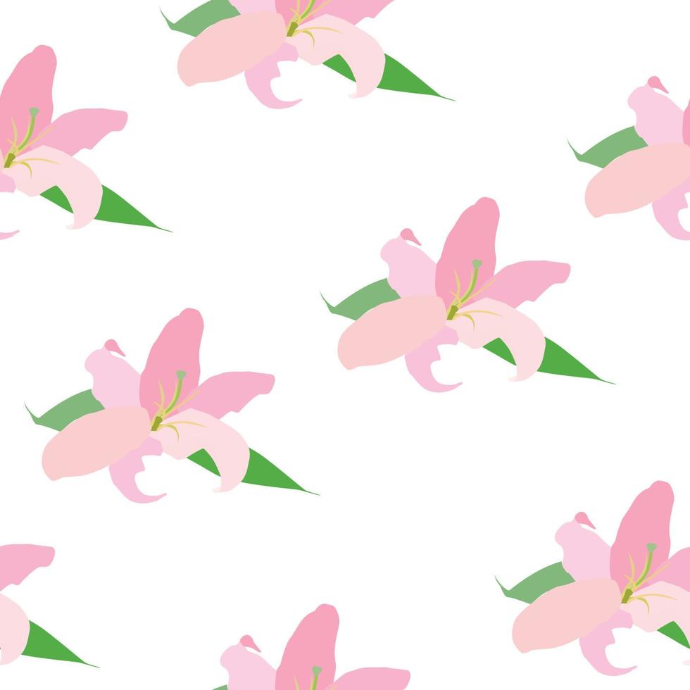 Lilly Flower Seamless Pattern Vector Illustration