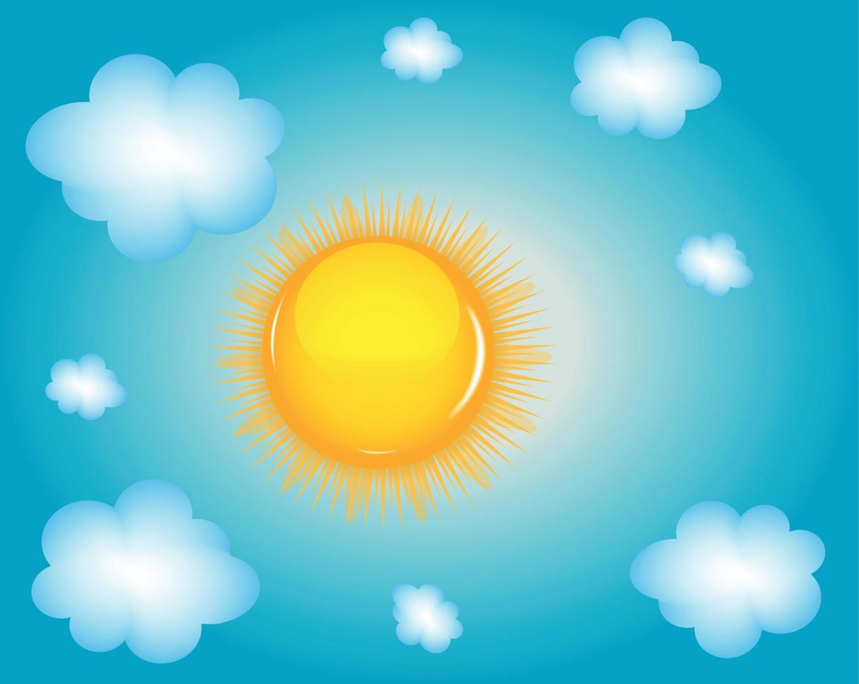 Sun and cloud background vector illustration