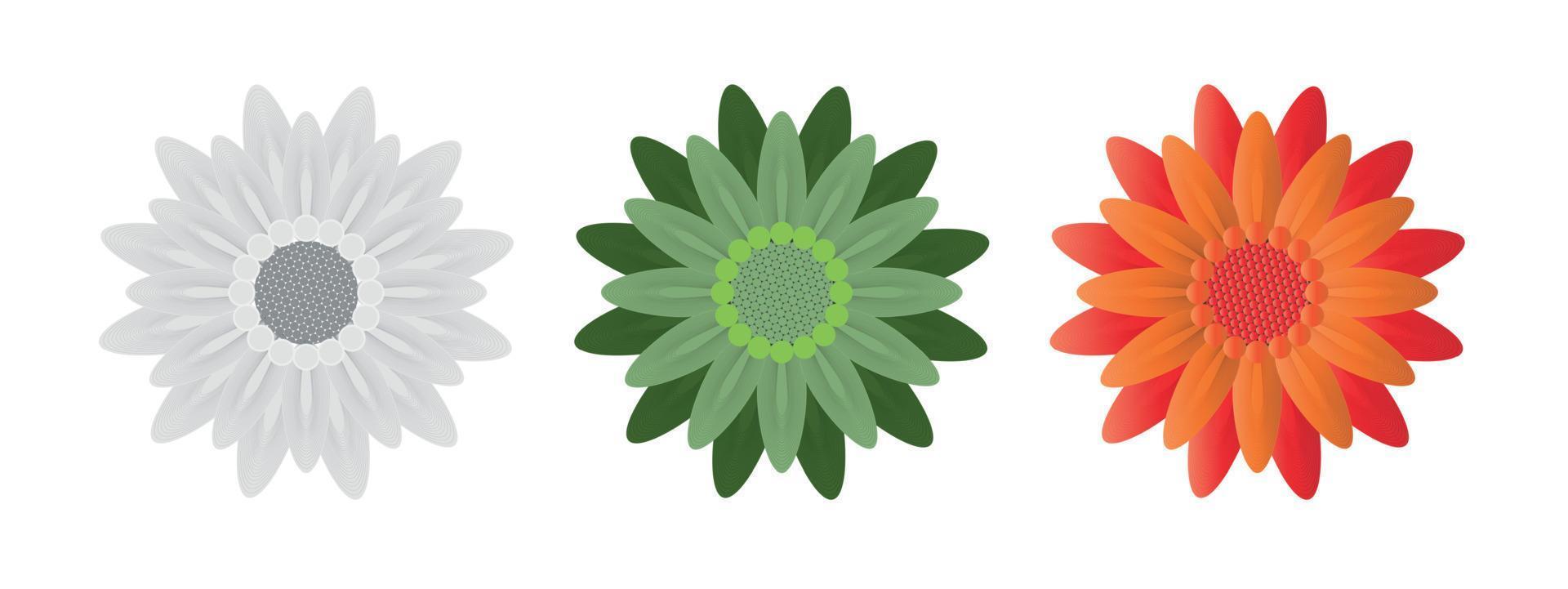 Abstract Flowers on White Background. Vector Illustration.