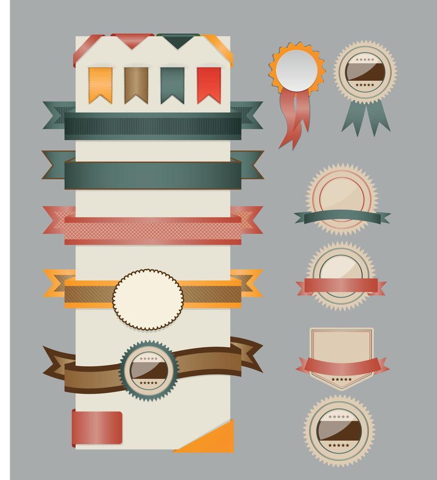 Retro ribbons and labels. Vector illustration.