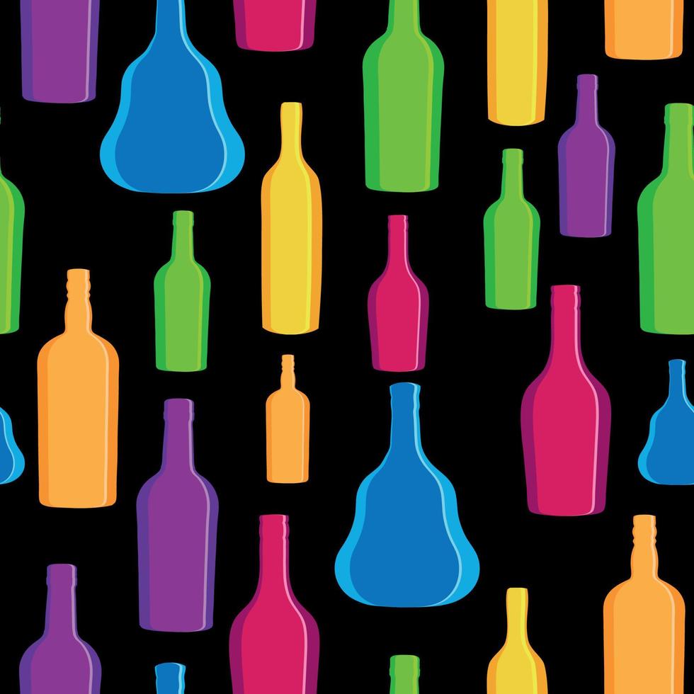 vector, ilustración, silueta, alcohol, botella, seamless, patrón vector