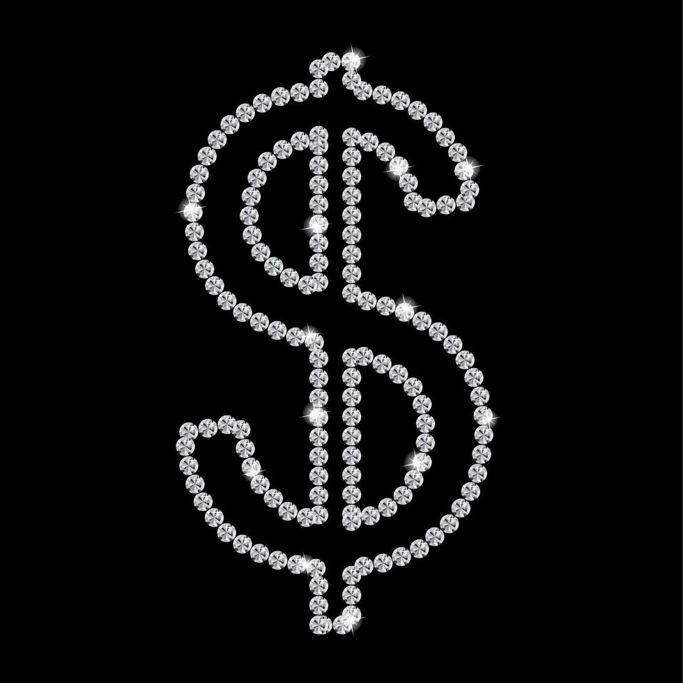 Ilustración de vector de signo de dólar de diamante negro hermoso abstracto