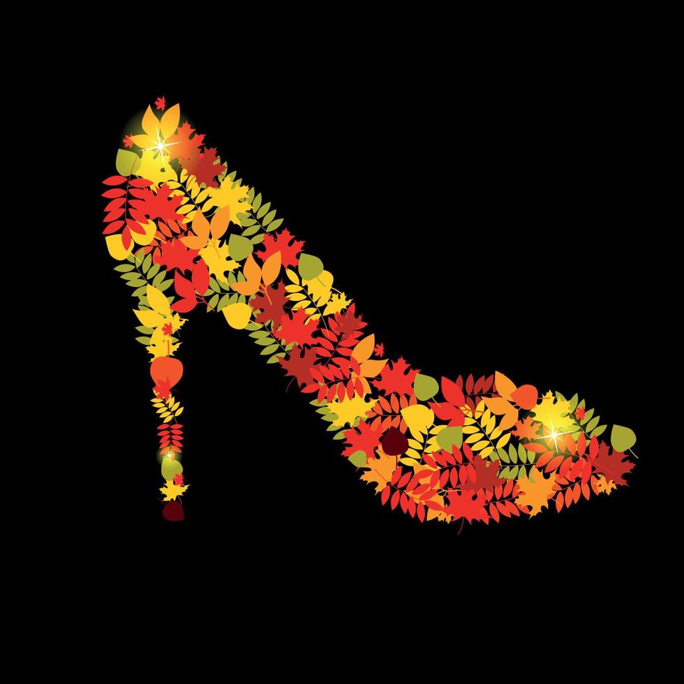 Vector illustration of shoes from autumn leaves