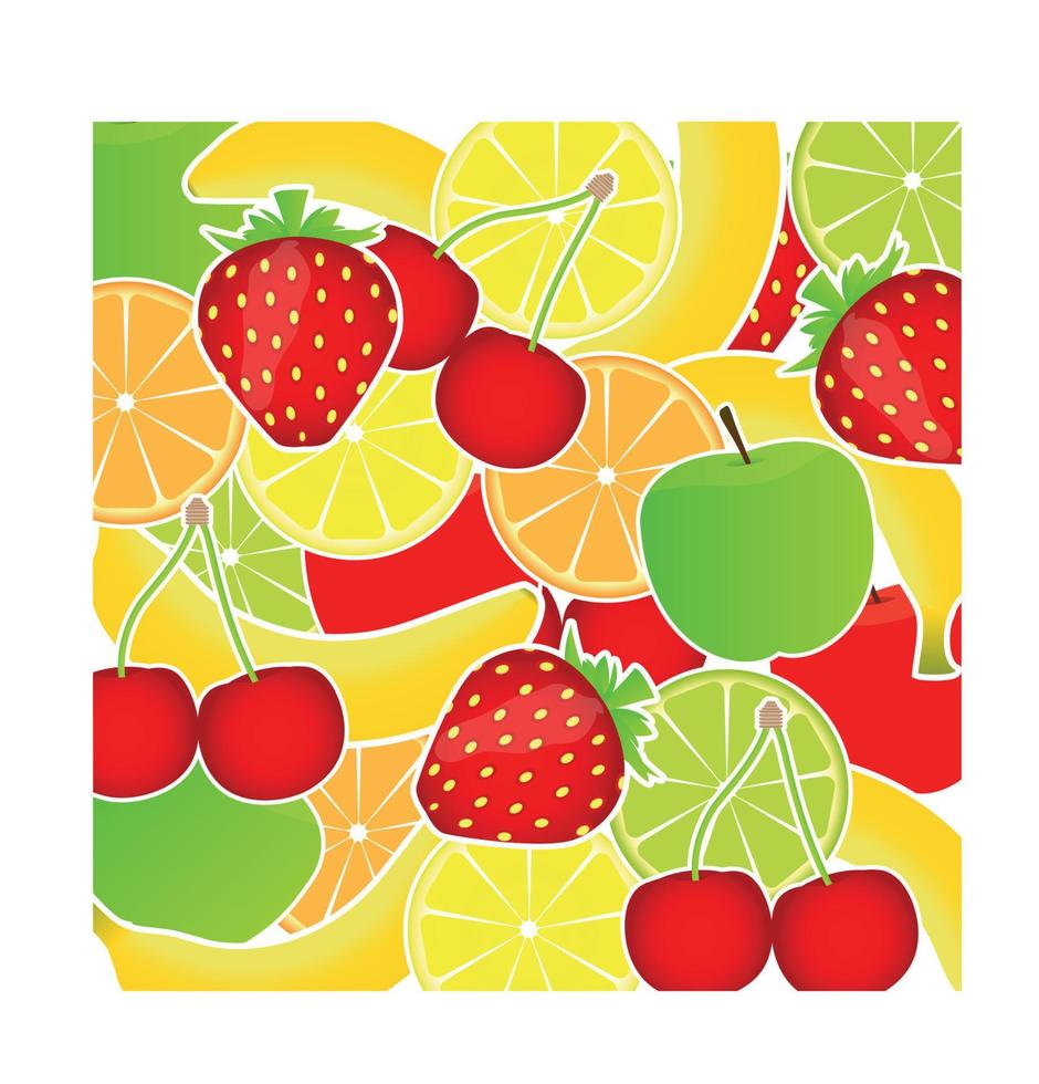 Fresh fruits background vector illustration