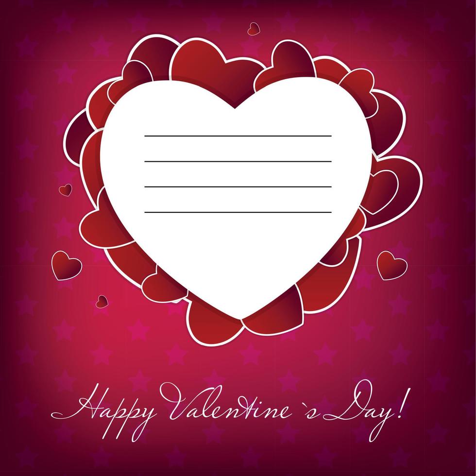 Happy Valentines Day card with heart. Vector illustration