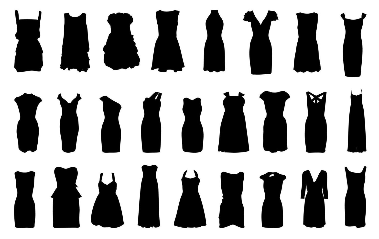 Set of dresses silhouette isolated on white background vector