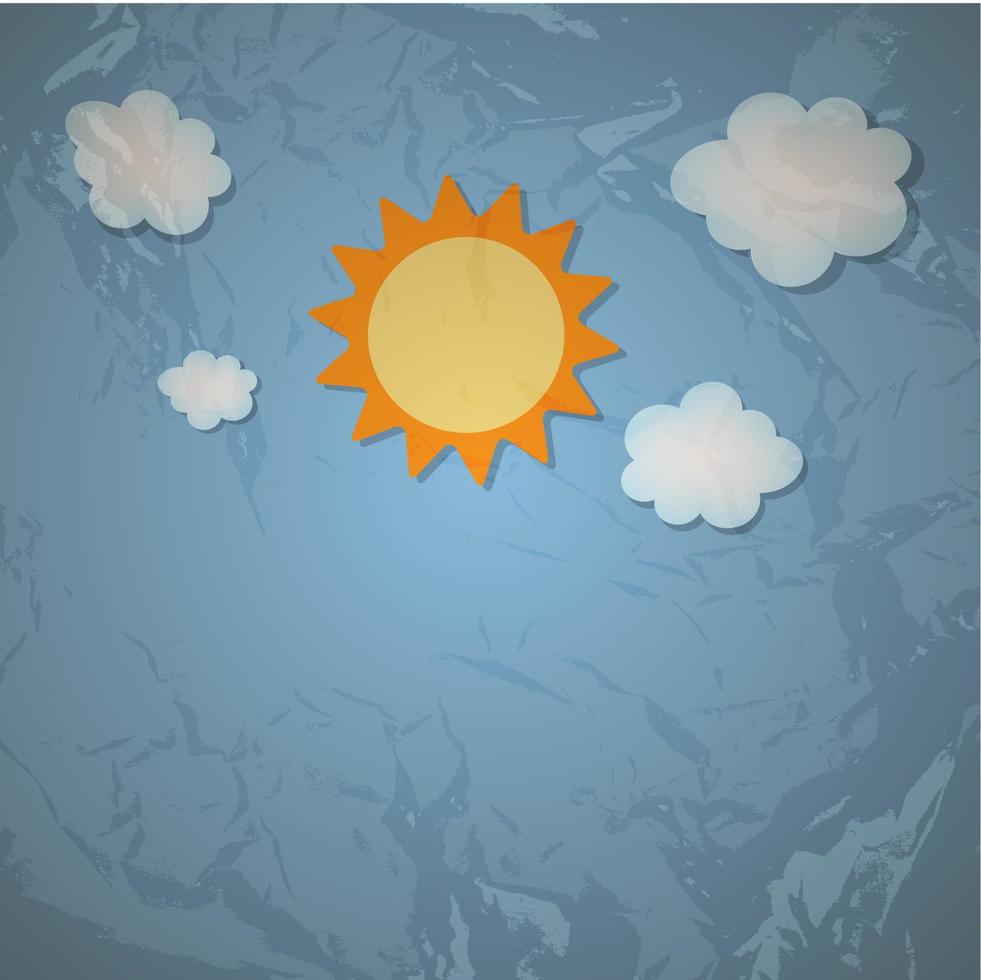 Sun and cloud retro grunge background vector illustration