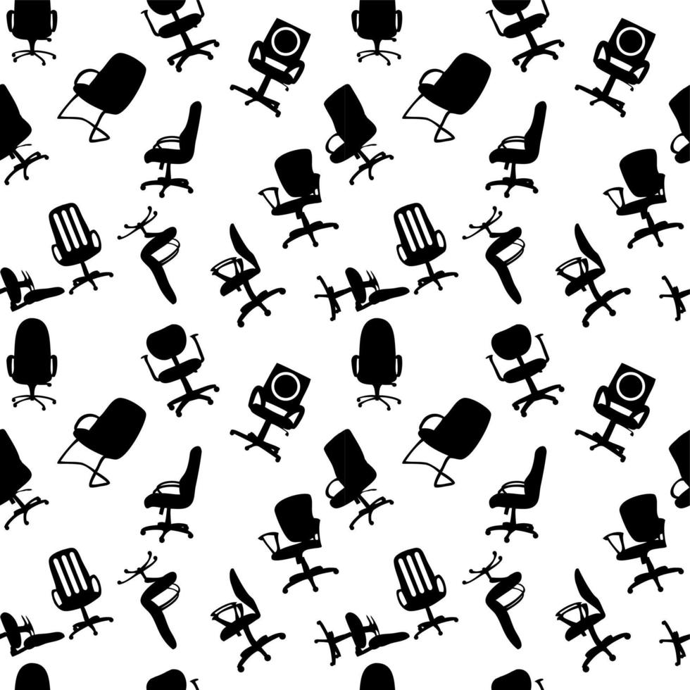 Seamless pattern of Office chairs silhouettes vector illustration