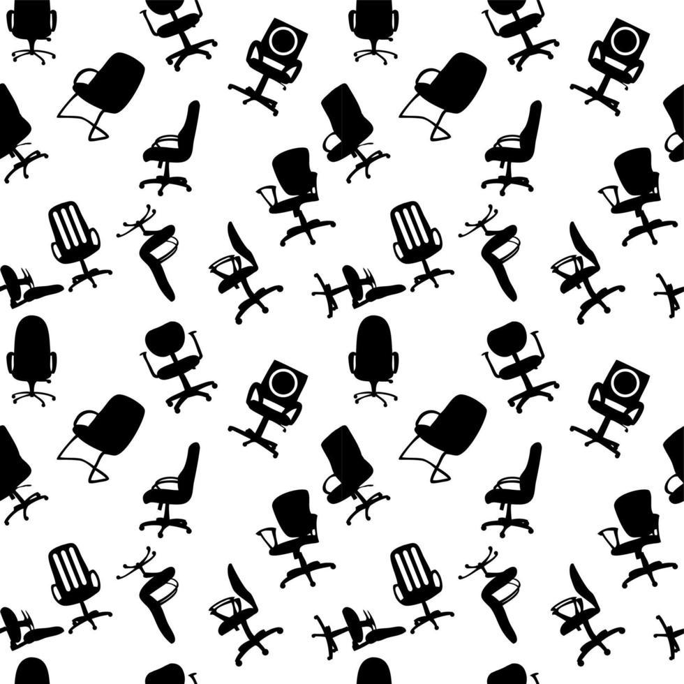 Seamless pattern of Office chairs silhouettes vector illustration