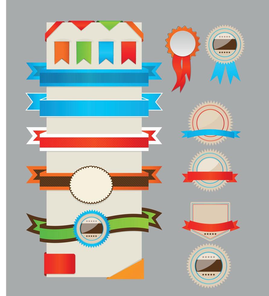 Retro ribbons and labels. Vector illustration.