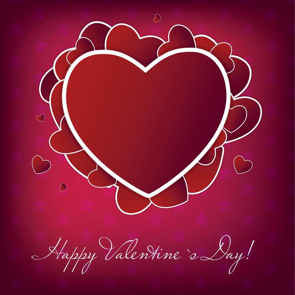 Happy Valentines Day card with heart. Vector illustration