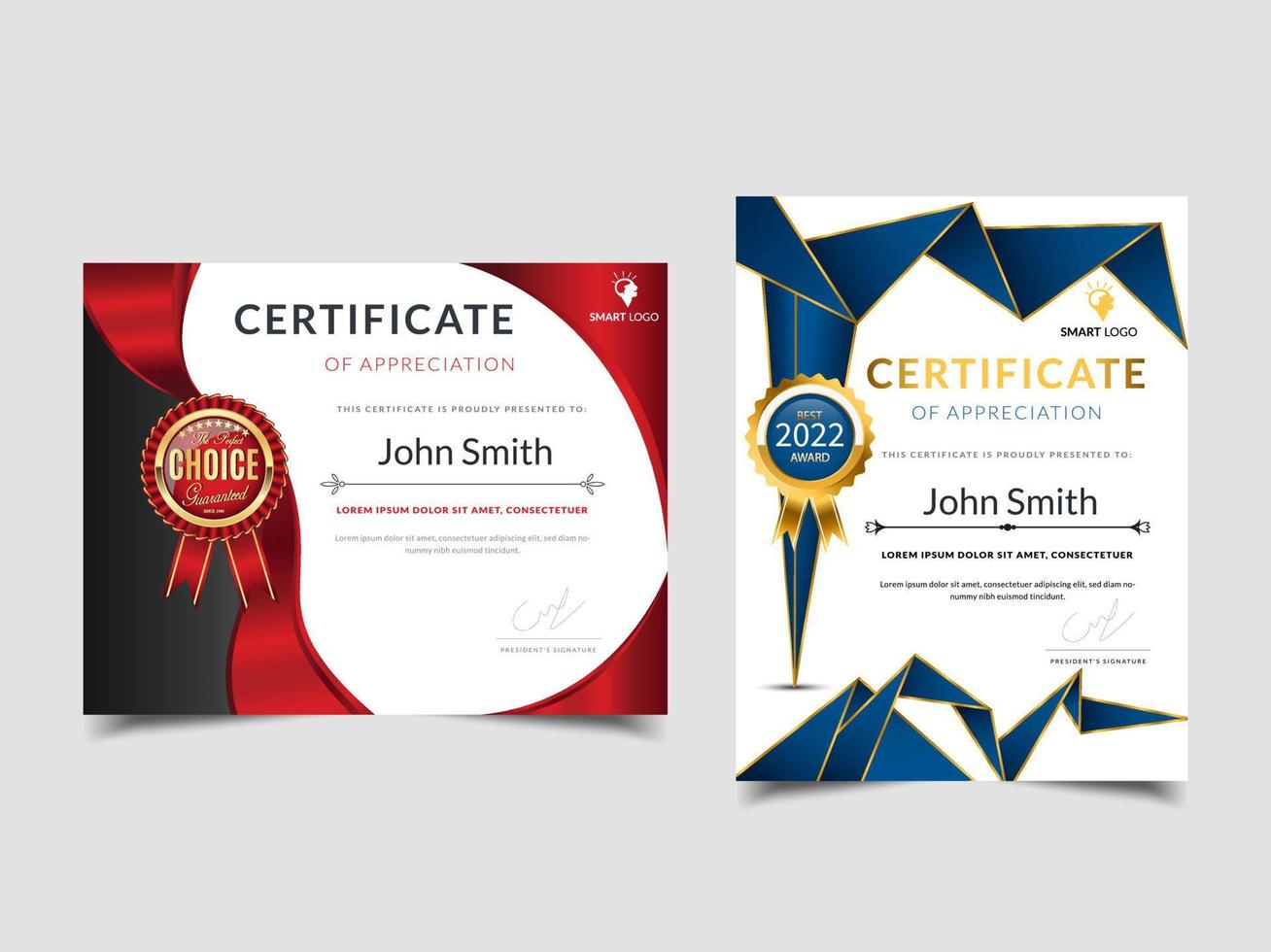 modern certificate design with luxury badge and modern line pattern. For award, business, and education needs vector