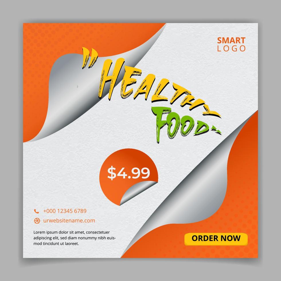 Set of elegant luxury food social media post template with torn paper style vector